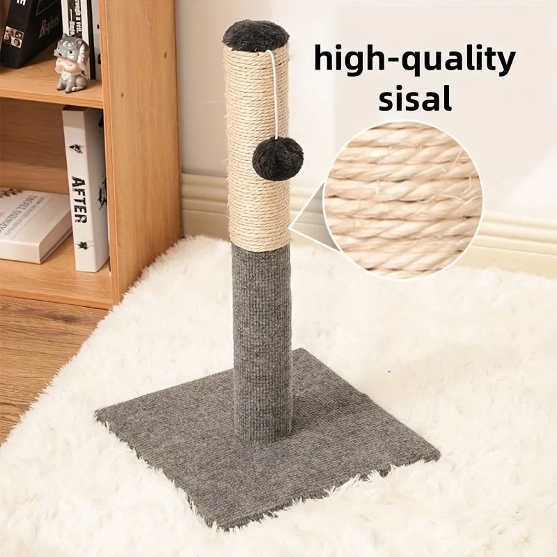 Natural Sisal Cat Scratching Post with Toy Ball - 21 in Tall