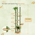 Floor-to-Ceiling Cat Tree with Condo and Basket Bed - 91-99 in