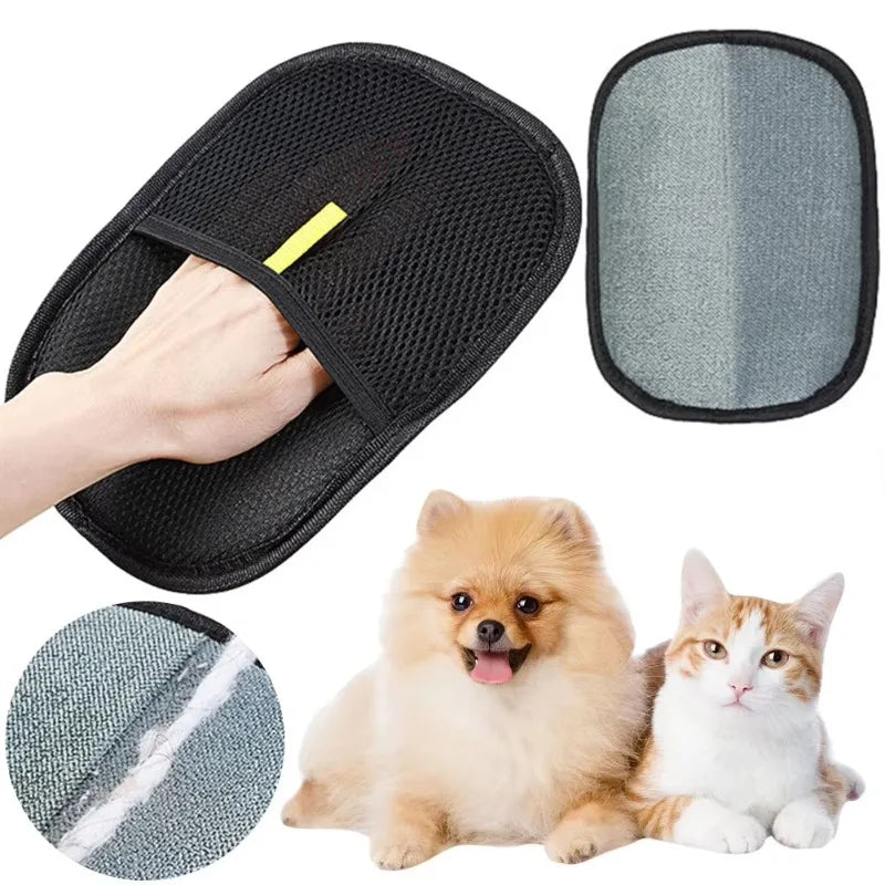 Pet Hair Remover Grooming Gloves - Reusable Double-Sided