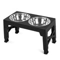 Elevated Dog Feeder - Adjustable Stand, Stainless Steel Bowls