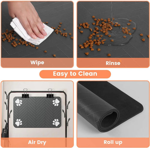 Absorbent Pet Feeding Mat - Non-Slip Placemat for Pet Bowls