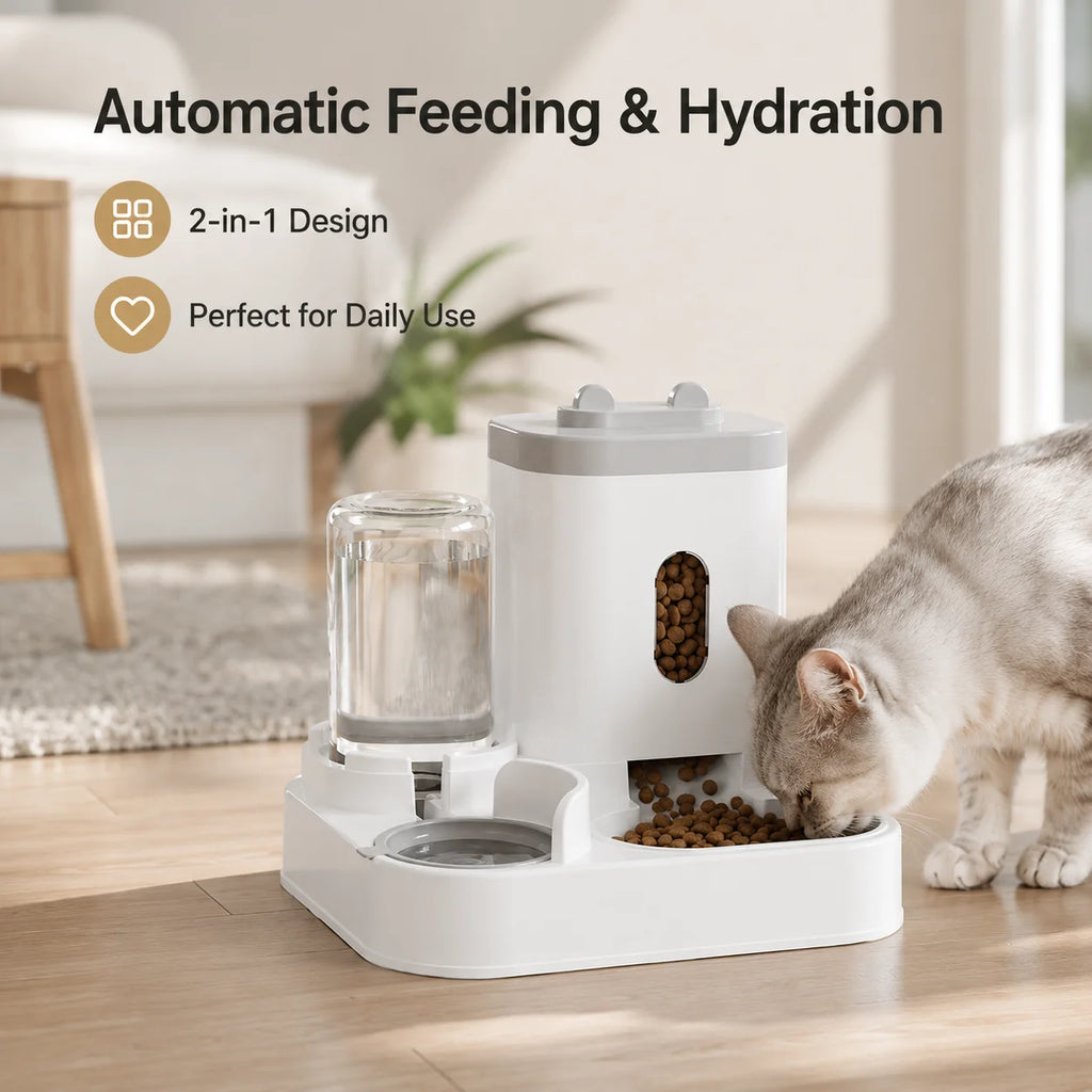2-in-1 Gravity Pet Feeder and Waterer Station for Cats & Dogs
