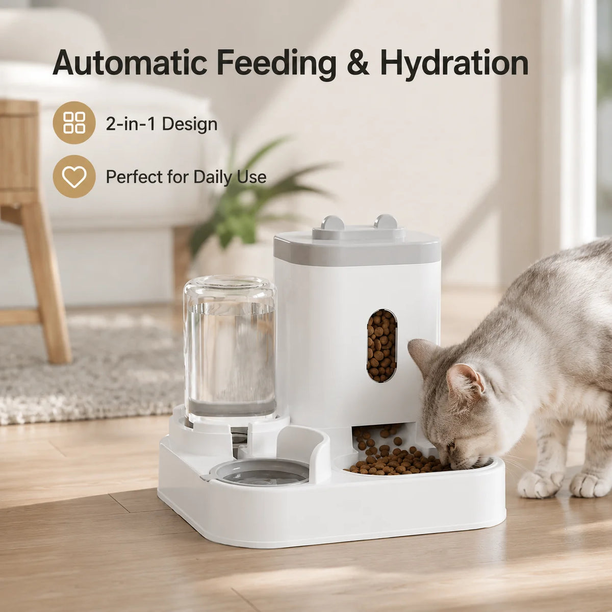 2-in-1 Gravity Pet Feeder and Waterer Station for Cats & Dogs