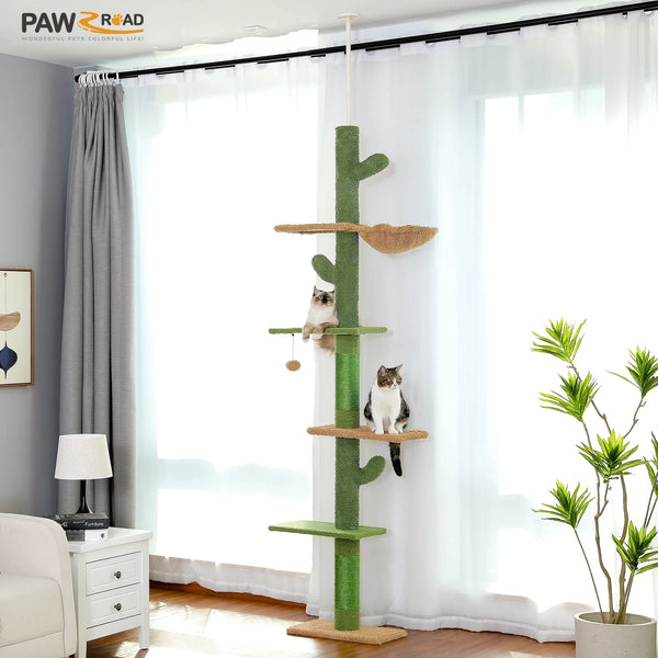 Cactus Floor-to-Ceiling Cat Tree - 5 Levels, 90-108 in Tall