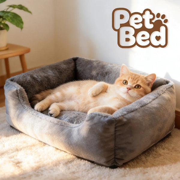 Short Plush Cat Bed - Soft Pet Bed in 5 Colors and 3 Sizes