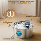 Rechargeable Stainless Steel Cat & Dog Water Fountain - 3.2 L