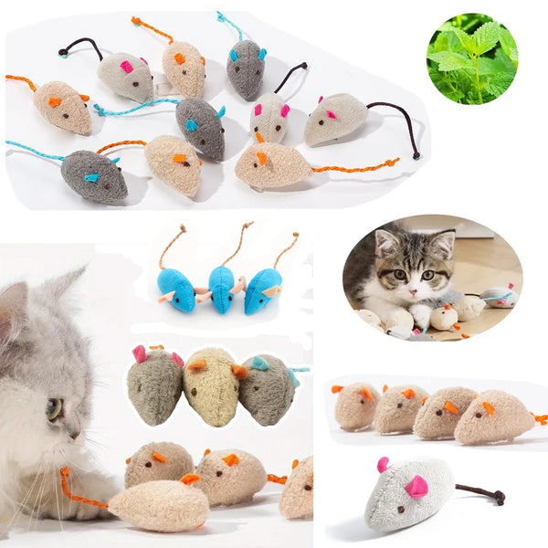 Cat Mouse Toys - Packs of 12, 24 or 50 Cloth Mice for Cats