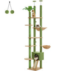 Floor-to-Ceiling Cat Tree with Condo and Basket Bed - 91-99 in