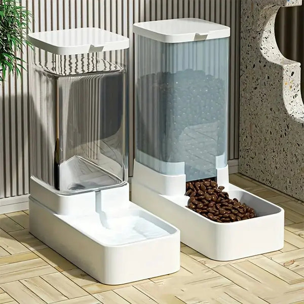 Gravity Pet Feeder & Water Dispenser - Plastic for Dogs & Cats