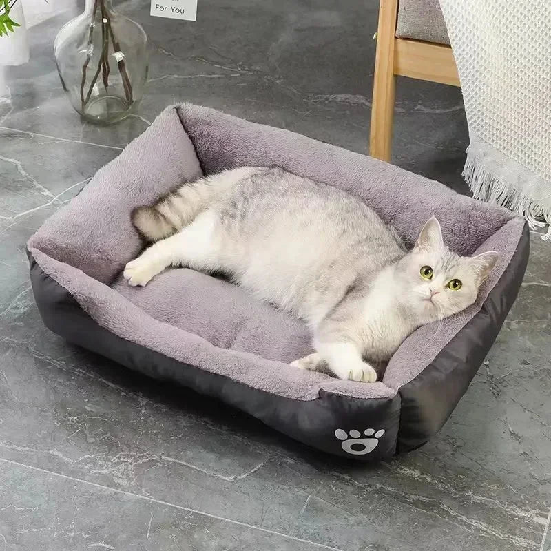Plush Dog Cushion Bed - Machine Washable Mat for Dogs & Cats