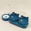Cat Bowl Set with Water Bottle - 2 Food Bowls, 1 Water Bowl