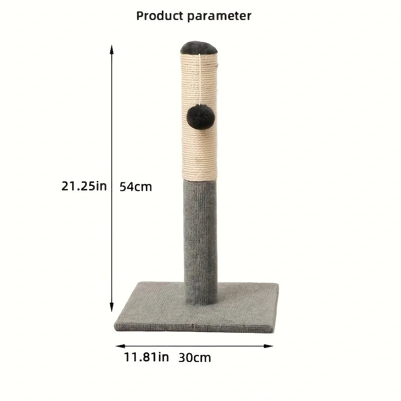 Natural Sisal Cat Scratching Post with Toy Ball - 21 in Tall