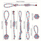 7-Piece Rope Dog Toy Set - Durable Polyester Knot Chew Toys