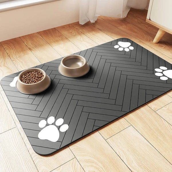 Absorbent Pet Feeding Mat - Non-Slip Placemat for Pet Bowls