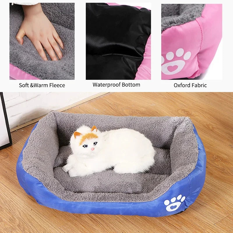 Plush Dog Cushion Bed - Machine Washable Mat for Dogs & Cats