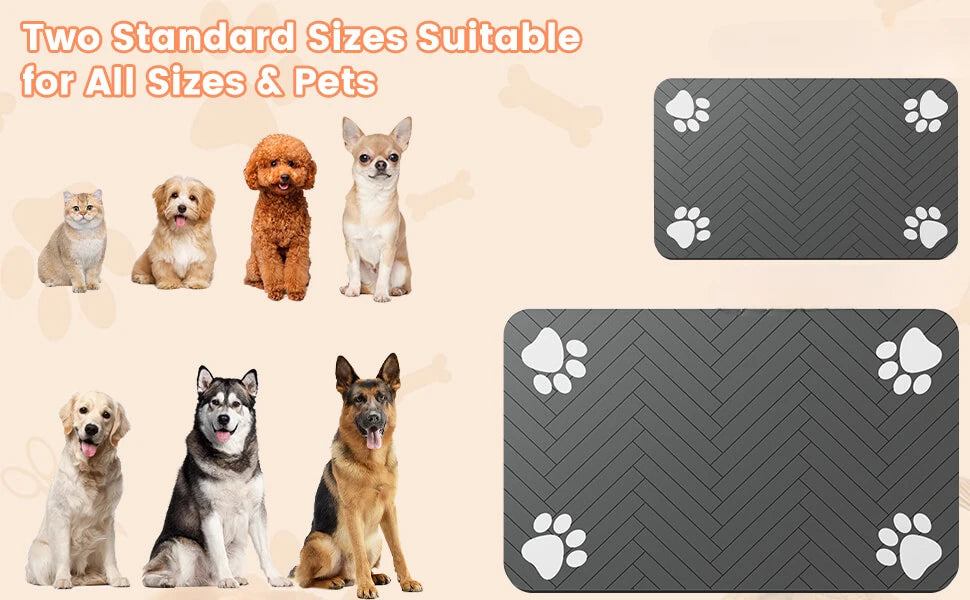 Absorbent Pet Feeding Mat - Non-Slip Placemat for Pet Bowls