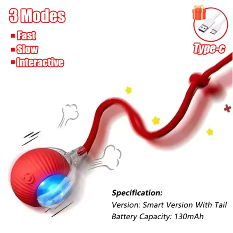 Interactive Rolling Cat Toy Ball - Rechargeable Electric Toy