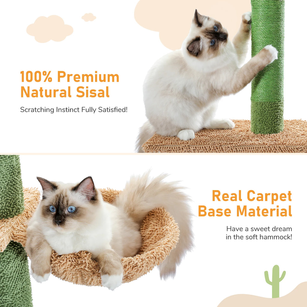 Cactus Floor-to-Ceiling Cat Tree - 5 Levels, 90-108 in Tall