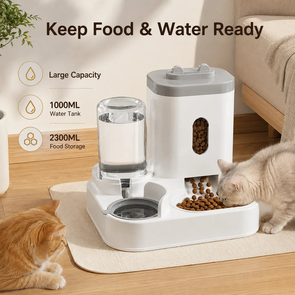 2-in-1 Gravity Pet Feeder and Waterer Station for Cats & Dogs