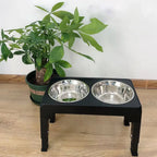 Elevated Dog Feeder - Adjustable Stand, Stainless Steel Bowls