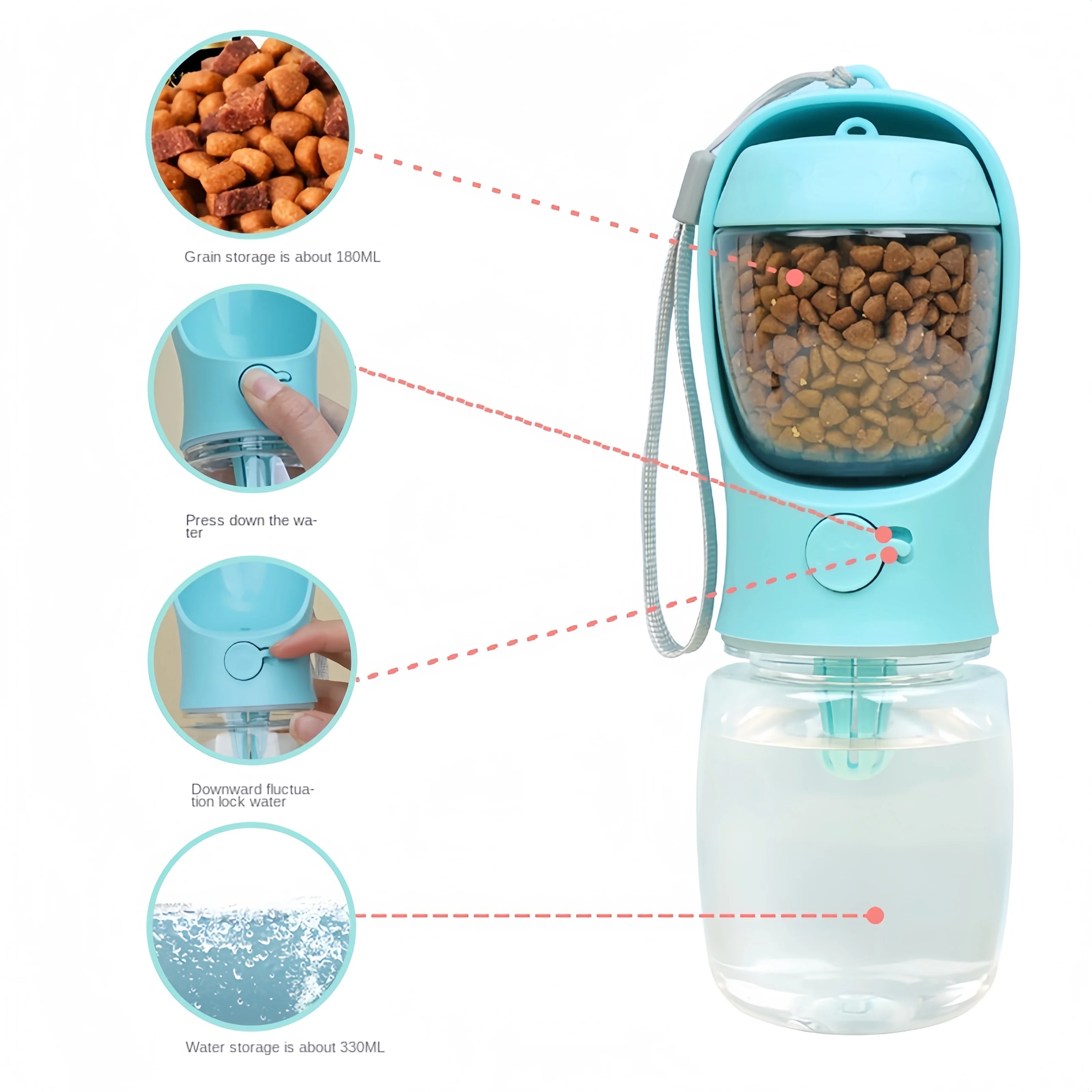 Portable Dog & Cat Water Bottle - 2-in-1 Travel Container