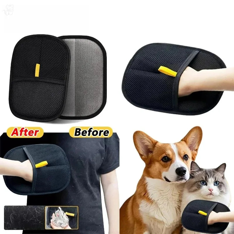 Pet Hair Remover Grooming Gloves - Reusable Double-Sided