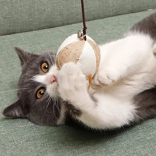 Cat Feather Teaser Wand - 40 cm Wood Pole Cat Toy with Pendant