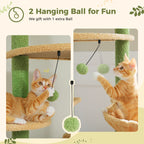 Floor-to-Ceiling Cat Tree with Condo and Basket Bed - 91-99 in