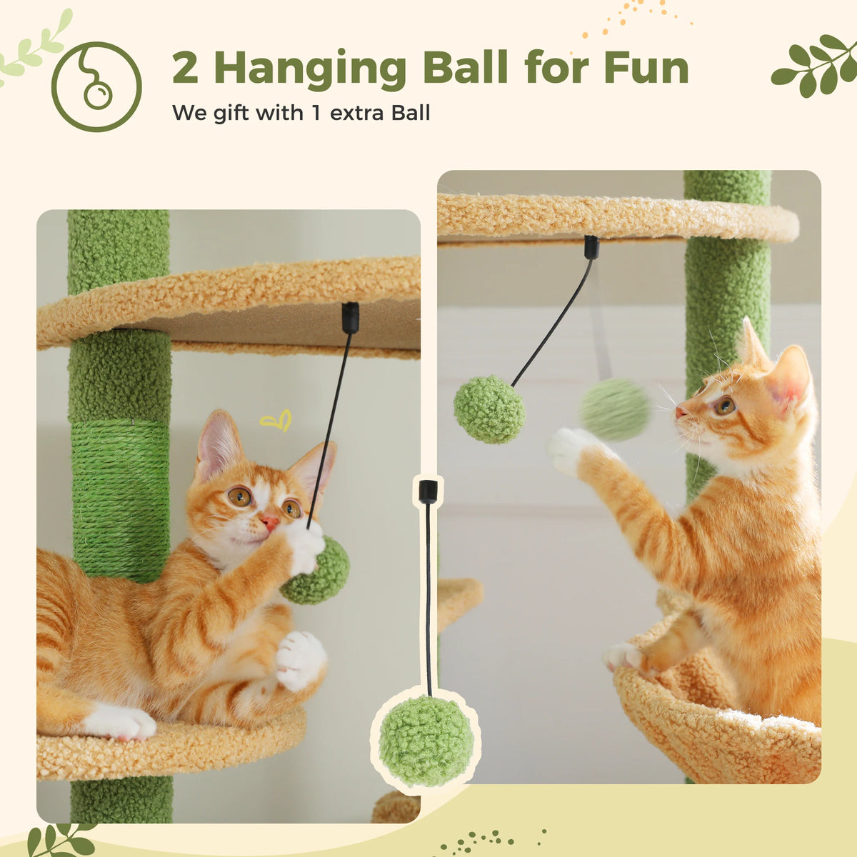 Floor-to-Ceiling Cat Tree with Condo and Basket Bed - 91-99 in
