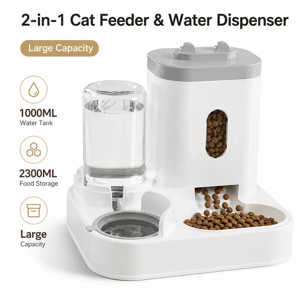 2-in-1 Gravity Pet Feeder and Waterer Station for Cats & Dogs