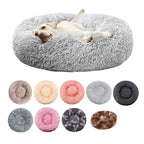 Round Plush Dog Bed - Soft Washable Pet Bed for Dogs & Cats