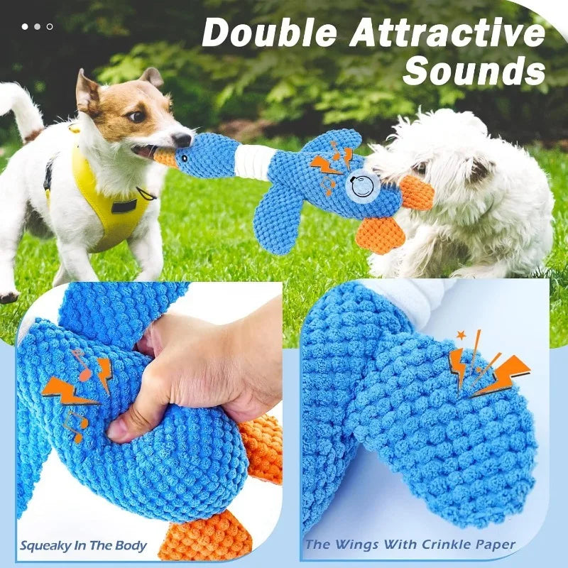 Squeaky Plush Goose Toy for Dogs & Cats - Soft Crinkle Toy
