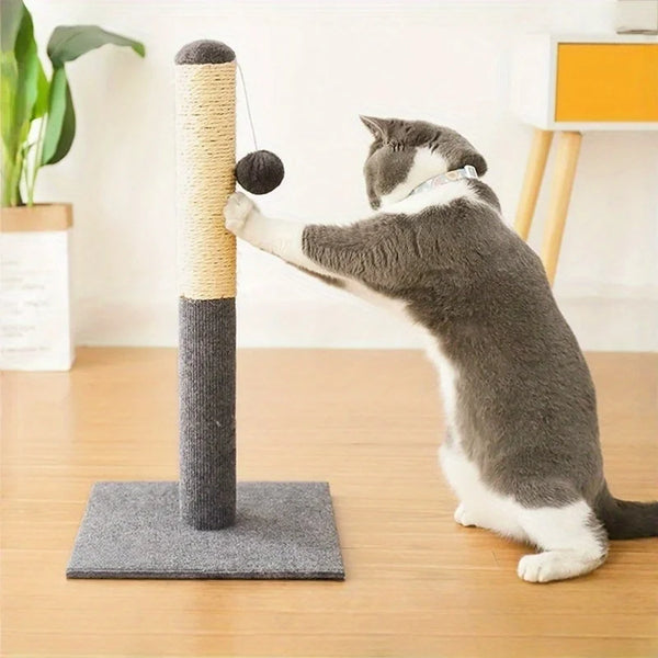 Natural Sisal Cat Scratching Post with Toy Ball - 21 in Tall